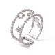304 Stainless Steel Stars Double Line Open Cuff Ring for Women(RJEW-C045-24P)-1