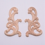 Natural Solid Wood Carved Onlay Applique Craft, Unpainted Onlay Furniture Home Decoration, Flower, BurlyWood, 120x61x7mm, 2pcs/set(WOOD-WH0108-46)