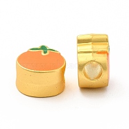Rack Plating Alloy Enamel Beads, Matte Gold Color, Tomato, Dark Orange, 12x10.5x7mm, Hole: 3.6mm(PALLOY-A001-06MG-02)