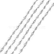 304 Stainless Steel Link Chains, Soldered, Decorative Ball Bead Chain, with Oval Connector, Stainless Steel Color, 2.5mm(CHS-K001-83)
