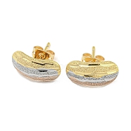 Brass Ear Studs, Oval, Multi-color, 16x7.5mm(EJEW-P261-13ML)