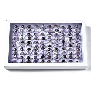 Natural Amethyst Rings, with Alloy Findings, Mixed Size, 16~19mm, 100pcs/box(G-S217-09-B)