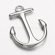 304 Stainless Steel Pendants, Anchor, Stainless Steel Color, 30x23x3mm, Hole: 3mm(X-STAS-D166-24P)