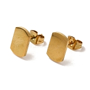 Vacuum Plating 304 Stainless Steel Stud Earrings, Plain Rectangle, Golden, 10.5x6.5mm(EJEW-Z040-48G)