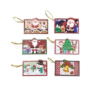 Paper Congratulation Card, Hanging Wishing Cards for Christmas Tree, with Rope, Rectangle, Mixed Color, 46x69x1mm, 12pcs/set(AJEW-P099-01)
