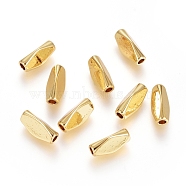 Brass Beads, Long-Lasting Plated, Twist, Real 18K Gold Plated, 8.5x3.5x3.5mm, Hole: 1.5mm(KK-G389-40)