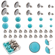 Elite DIY Stone Earring Making Kits, Including 304 Stainless Steel Stud Earring Settings & Ear Nuts, Synthetic Turquoise Cabochons, Stainless Steel Color, 160pcs/box(DIY-PH0006-10)