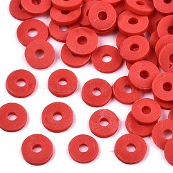 Handmade Polymer Clay Beads, for DIY Jewelry Crafts Supplies, Disc/Flat Round, Heishi Beads, Indian Red, 6x1mm, Hole: 2mm, about 1175pcs/50g(X-CLAY-Q251-6.0mm-40)