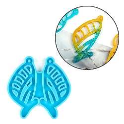 Butterfly Pendants Silicone Molds, Resin Casting Molds, for UV Resin, Epoxy Resin Jewelry Making, Sky Blue, 59x60x4mm, Hole: 2mm, Inner Diameter: 56x27mm(DIY-M045-17)