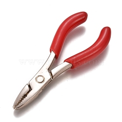 45# Carbon Steel Jewelry Pliers for Jewelry Making Supplies, Crimper Pliers for Crimp Beads, Crimping Pliers, Red, 6x2.25x0.6cm(PT-L007-38)