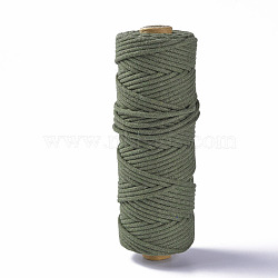 Cotton String Threads, Macrame Cord, Decorative String Threads, for DIY Crafts, Gift Wrapping and Jewelry Making, Dark Olive Green, 3mm, about 54.68 yards(50m)/roll(OCOR-T001-01-01)