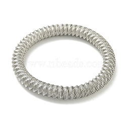 Non-Tarnish Adjustable 304 Stainless Steel Twist Spring Wire Bracelets, Stainless Steel Color, Inner Diameter: 2-1/8 inch(5.5cm)(BJEW-H617-12P)