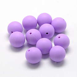 Food Grade Eco-Friendly Silicone Beads, Round, Medium Purple, 12mm, Hole: 2mm(SIL-R008B-03)