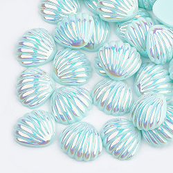 Resin Cabochons, AB Color, Shell, Pale Turquoise, 21x19x6mm(CRES-S305-01C)