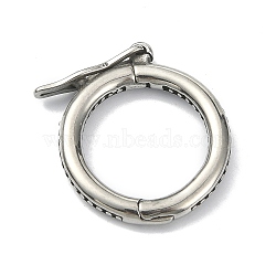Tibetan Style 316 Surgical Stainless Steel Twister Clasps, Ring, Antique Silver, 22x2.8mm(STAS-E191-07AS-02)