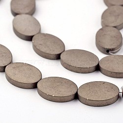 Electroplate Non-magnetic Synthetic Hematite Beads Strands, Frosted, Oval, Antique Bronze Plated, 14x10x3mm, Hole: 1mm, about 29pcs/strand, 15.7 inch(G-F300-10-F06)