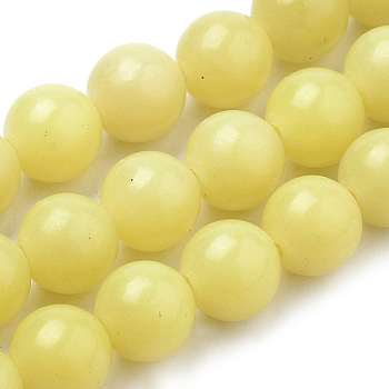 Natural Lemon Jade Beads Strands, Round, 10mm, Hole: 1mm, about 40pcs/strand, 15.7 inch