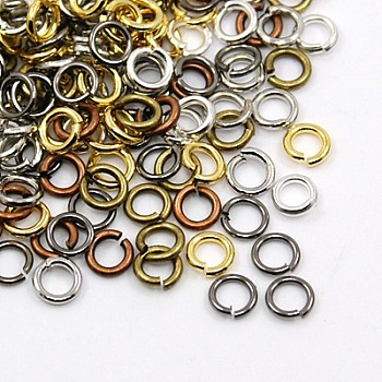 Open Jump Rings Iron Jump Rings, Mixed Color, 10x0.7mm, 21 Gauge, Inner Diameter: 8.6mm, about 3300pcs/500g
