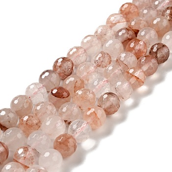Natural Hematoid Quartz/Ferruginous Quartz Beads Strands, Faceted(128 Facets), Round, 10mm, Hole: 1mm, about 36~38pcs/strand, 14.17~14.96 inch(36~38cm)