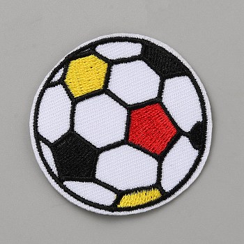 Computerized Embroidery Cloth Iron on/Sew on Patches, Costume Accessories, Appliques, Football, Colorful, 45~46x1.2mm