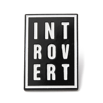 Word Introvert Enamel Pin, Electrophoresis Black Zinc Alloy Brooch for Backpack Clothes, Black, 30.5x21x1.8mm