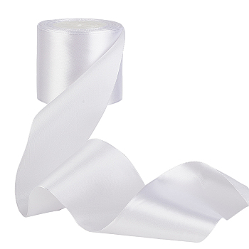 25 Yards Polyester Ribbon, for Gift Wrapping, Party Decoration, Flat, White, 3 inch(75mm)