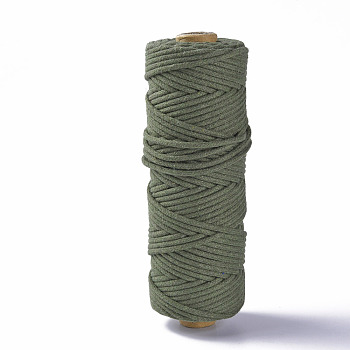 Cotton String Threads, Macrame Cord, Decorative String Threads, for DIY Crafts, Gift Wrapping and Jewelry Making, Dark Olive Green, 3mm, about 54.68 yards(50m)/roll