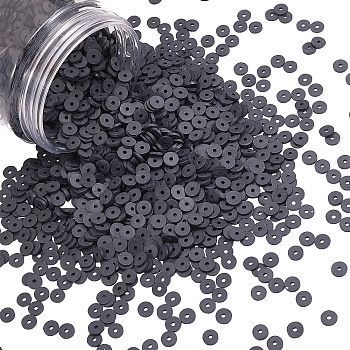 Handmade Polymer Clay Beads, Disc/Flat Round, Heishi Beads, Black, 6x1mm, Hole: 2mm, about 3040~3200pcs/box