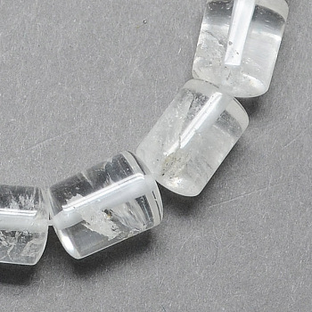 Natural Quartz Crystal Column Beads Strands, Rock Crystal Beads, Clear, 14x10mm, Hole: 1mm, about 28pcs/strand, 15.7 inch