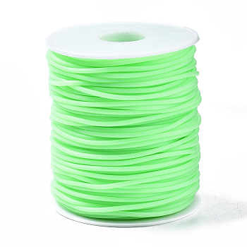 Hollow Pipe PVC Tubular Synthetic Rubber Cord, Wrapped Around White Plastic Spool, Light Green, 2mm, Hole: 1mm, about 54.68 yards(50m)/roll