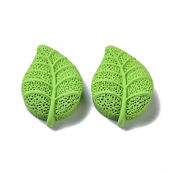 Resin Cabochons, DIY Hair Accessories, Leaf, Lime, 22x16x7.5mm