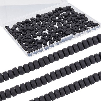 3 Strands Handmade Polymer Clay Beads Strands, for DIY Jewelry Crafts Supplies, Flat Round, Black, 6~7x3mm, Hole: 1.5mm, about 113~116pcs/strand, 15.55 inch~16.14 inch(39.5~41cm)