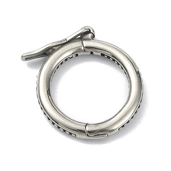Tibetan Style 316 Surgical Stainless Steel Twister Clasps, Ring, Antique Silver, 22x2.8mm
