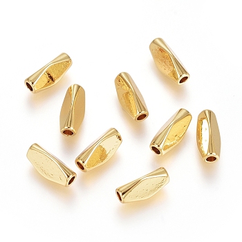 Brass Beads, Long-Lasting Plated, Twist, Real 18K Gold Plated, 8.5x3.5x3.5mm, Hole: 1.5mm
