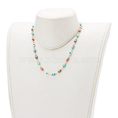 Bracelets et colliers chaîne à maillons mauvais œil en laiton émaillé ensembles de bijoux(SJEW-JS01185)-7