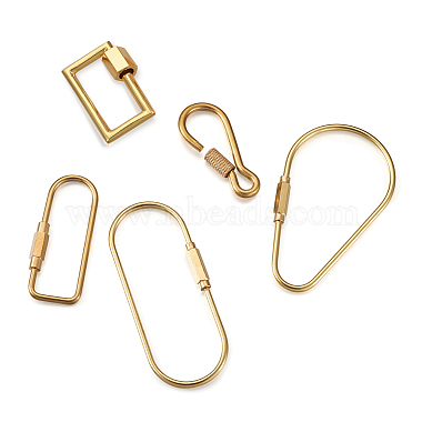 Pandahall Unisex Pure Handmade Brass Key Rings & Screw Carabiner Lock Charms(KEYC-TA0003-06)-2