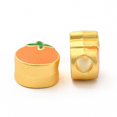 Matte Gold Color Dark Orange Vegetables Alloy+Enamel Beads