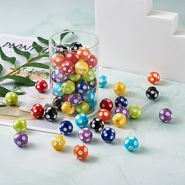 Cheriswelry 80шт 8 цвета непрозрачные бусины из смолы(RESI-CW0001-06B)-4