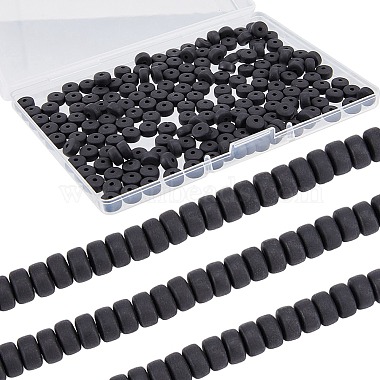 Black Flat Round Polymer Clay Beads