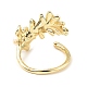 Brass Leaf Open Cuff Ring with Natural Pearl Beaded for Women(RJEW-K090-02G)-3