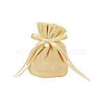 Velvet Jewelry Bags with Drawstring & Plastic Imitation Pearl, Velvet Cloth Gift Pouches, PeachPuff, 13.2x14x0.4cm(TP-CJC0001-03I)