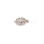 Brass Rhinestone Box Clasps, Flower, Platinum, 20x11.5x6mm, Hole: 2mm(KK-WH0045-05P)
