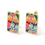 Brass Micro Pave Cubic Zirconia Hoop Earring, with Enamel, Real 18K Gold Plated, Colorful, 19x12mm(EJEW-C088-12G)
