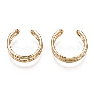 Brass Cuff Earrings, Real 18K Gold Plated, 13x12.5x4.5mm(EJEW-Q764-040)