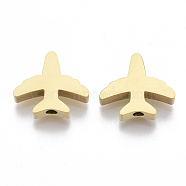 304 Stainless Steel Beads, Airplane, Golden, 11.5x13.5x3mm, Hole: 2mm(X-STAS-S079-177G)