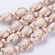 Synthetic Turquoise Beads Strands, Turtle, Dyed & Heated, Antique White, 18.5x15x8mm, Hole: 1.5mm, about 22pcs/strand, about 14~14.5 inch(G-E456-35B-15x18mm)