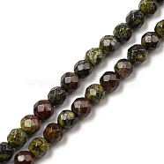 Natural Dragon Blood Beads Strands, Faceted(128 Facets), Round, 4~4.5mm, Hole: 0.9mm, about 87pcs/strand, 14.69~14.76 inch(37.3~37.5cm)(G-E571-30D)
