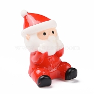 Christmas Theme Resin Display Decoration, for Home Decoration, Photographic Prop, Dollhouse Accessories, Sitting Santa Claus, Red, 29x18x21mm(RESI-H141-30)