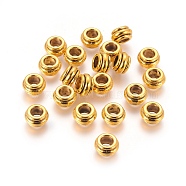 Tibetan Style Spacer Beads, Cadmium Free & Lead Free, Rondelle, Antique Golden, 12x7mm, Hole: 6.5mm(GLF10319Y)