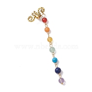 Alloy Dreadlocks Beads, 7 Chakra Natural Gemstone Bead Braiding Hair Pendants Decoration Clips, for Hair Styling, 104mm(OHAR-JH00037-02)